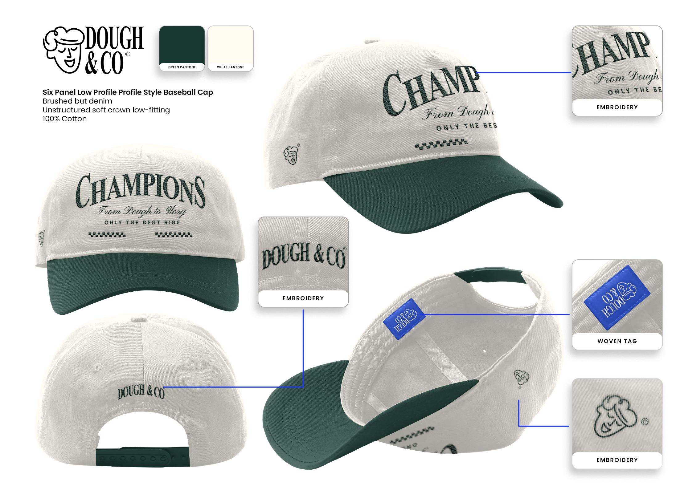 Dough & Co - Planche de design et mockup de la casquette
