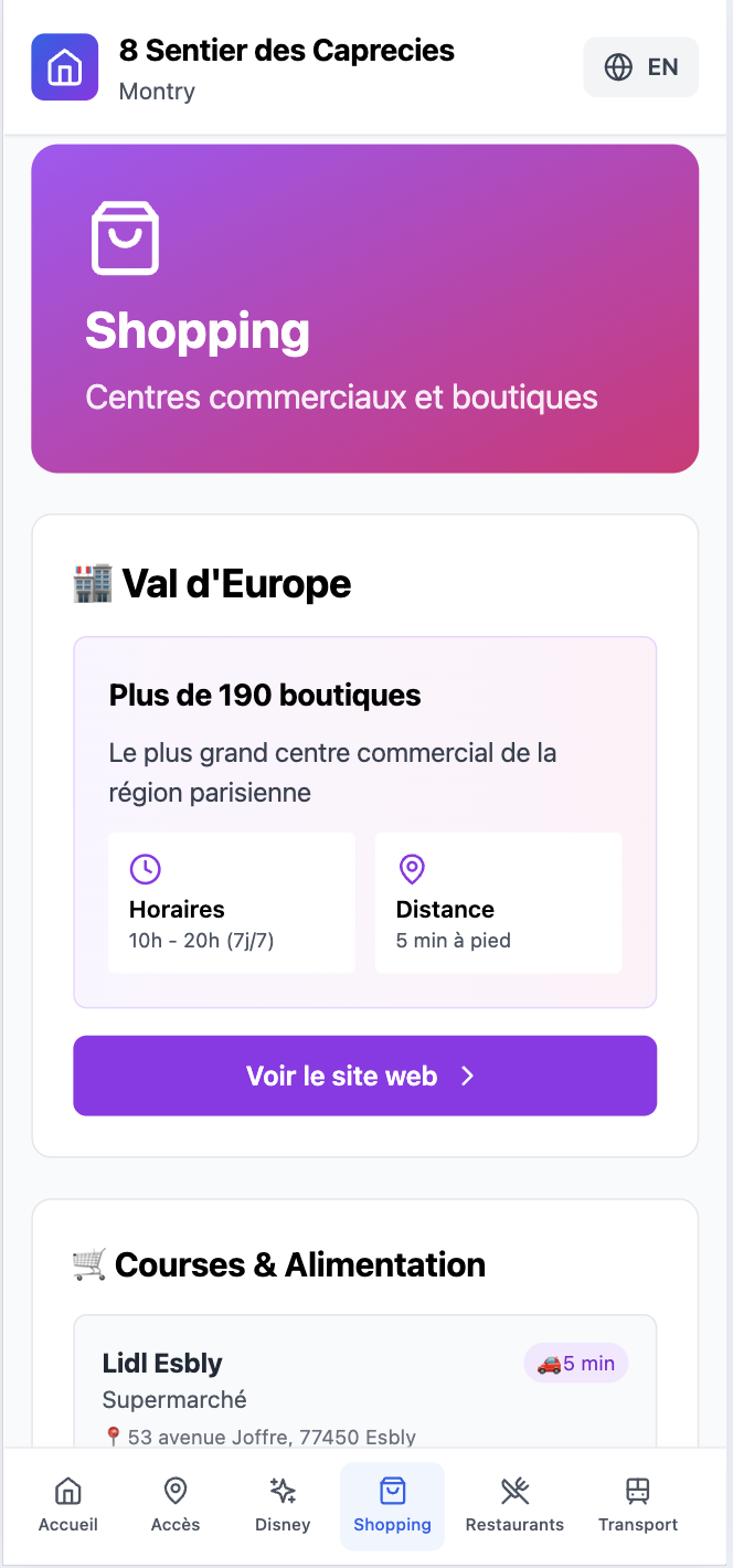 Guidebook - Section shopping & commerces